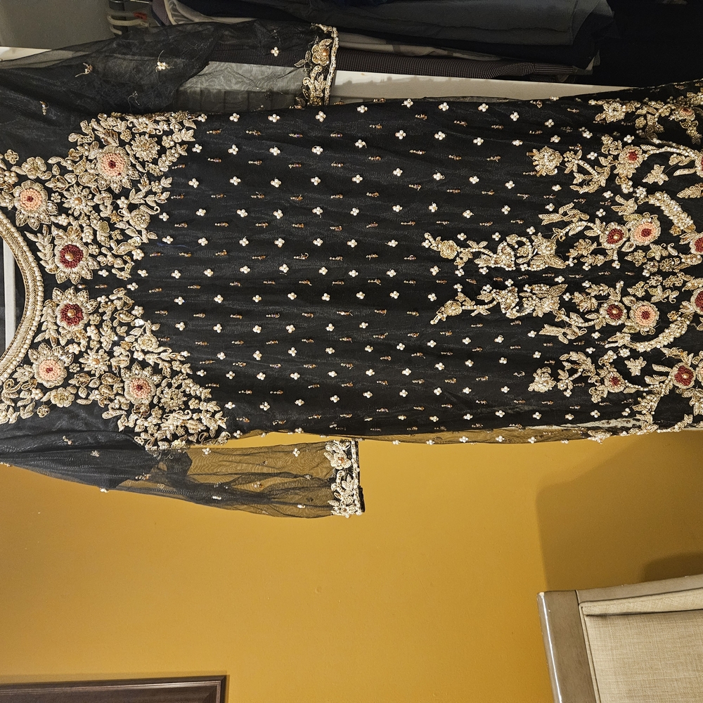 Elegant Black and Gold Embroidered Dress